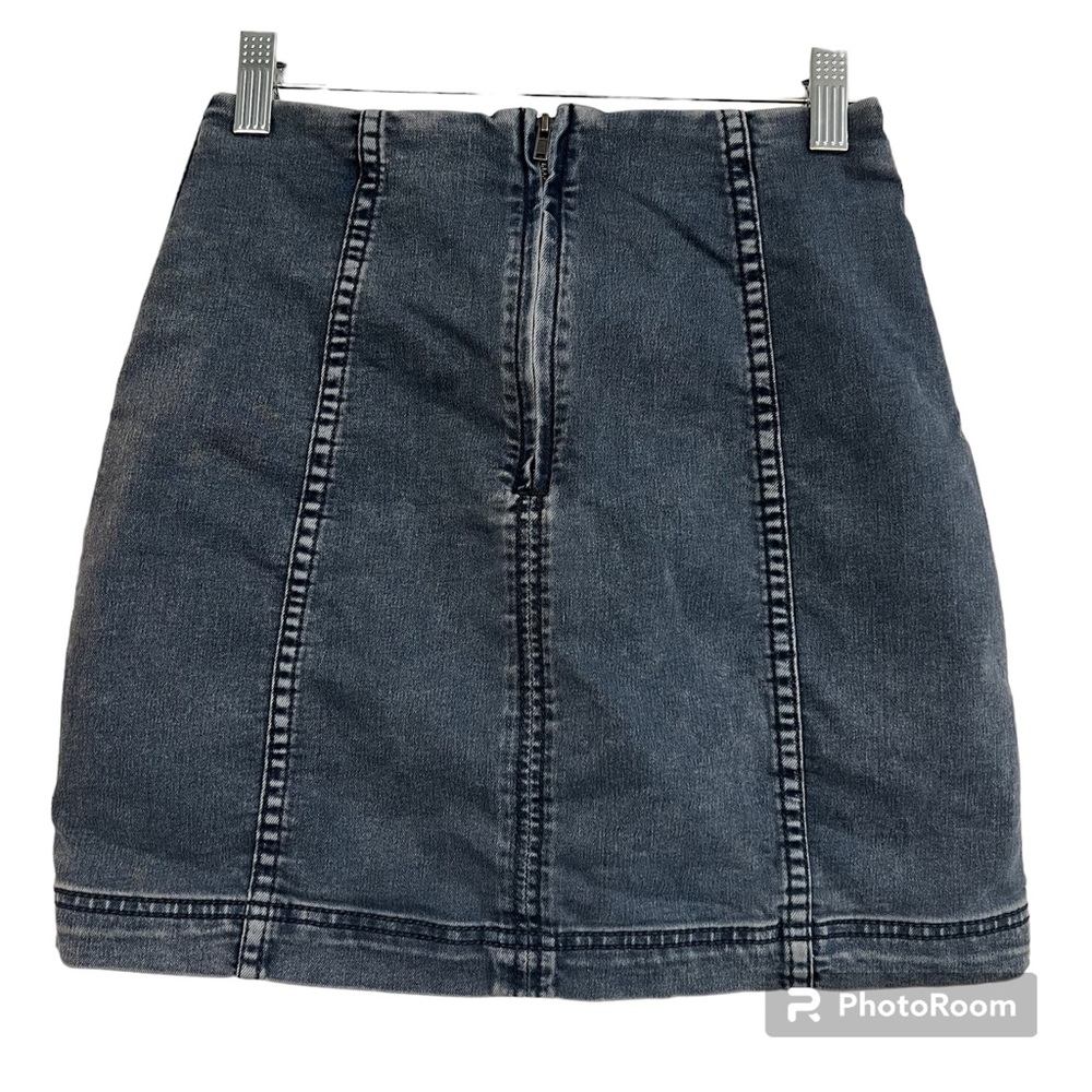 Free People Modern Femme Stretch Mini Denim Skirt Westminster Blue Jean - size 2 - Picture 3 of 7